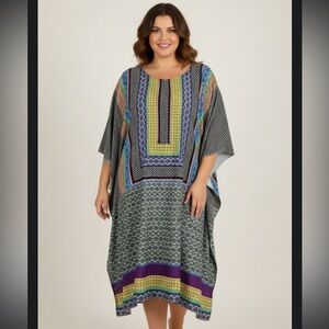eSHAKTI Boho Geometric Print Caftan dress size 3X /24W new